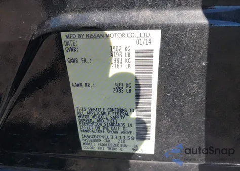 2014 Nissan Leaf Sv from USA, damaged, VIN 1N4AZ0CP4EC331159